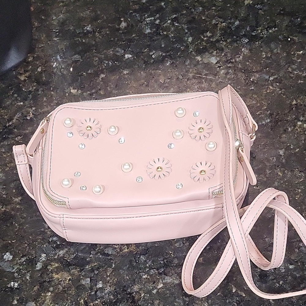 NWT Studio 33 Pink Crossbody Bag with Floral Embellishment
